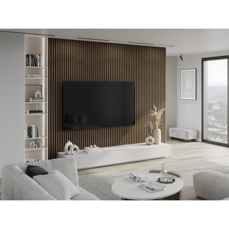 Mexen Lam-F lattes murales acoustiques 275 x 30 cm, feutre 8 mm, placage technique, Noyer Cacao - S105-275307-3015-018
