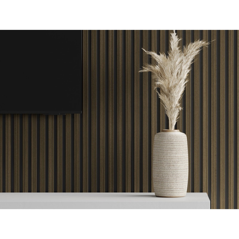 Mexen Lam-F lamelles murales acoustiques 275 x 30 cm, feutre 8 mm, placage technique, Ébène Royal - S105-275307-3015-020
