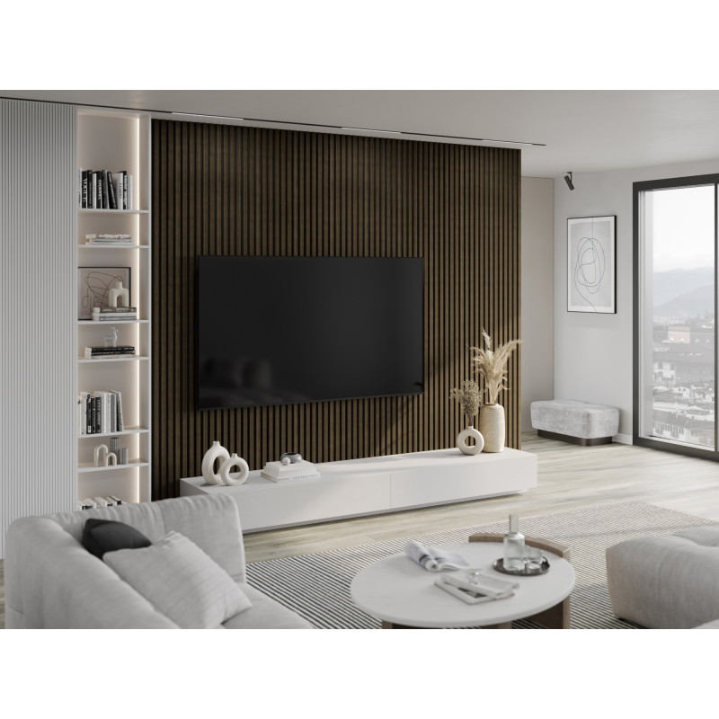 Mexen Lam-F lamelles murales acoustiques 275 x 30 cm, feutre 8 mm, placage technique, Ébène Royal - S105-275307-3015-020