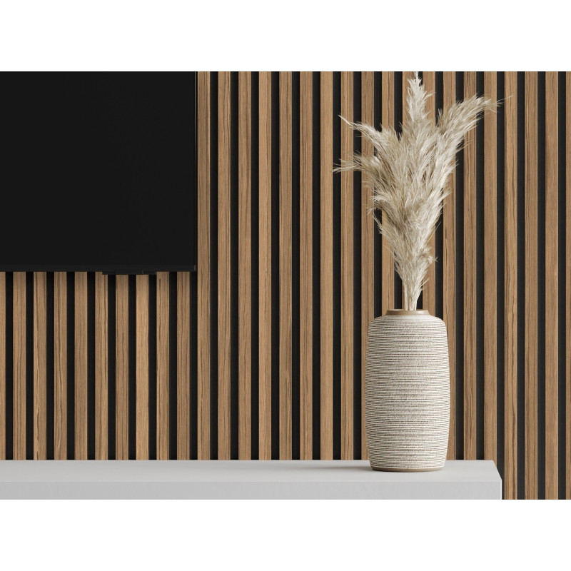 Mexen Lam-F lamelles murales acoustiques 275 x 30 cm, feutre 8 mm, placage technique, Noyer Clair - S105-275307-3015-017