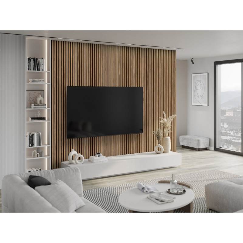 Mexen Lam-F lamelles murales acoustiques 275 x 30 cm, feutre 8 mm, placage technique, Noyer Clair - S105-275307-3015-017