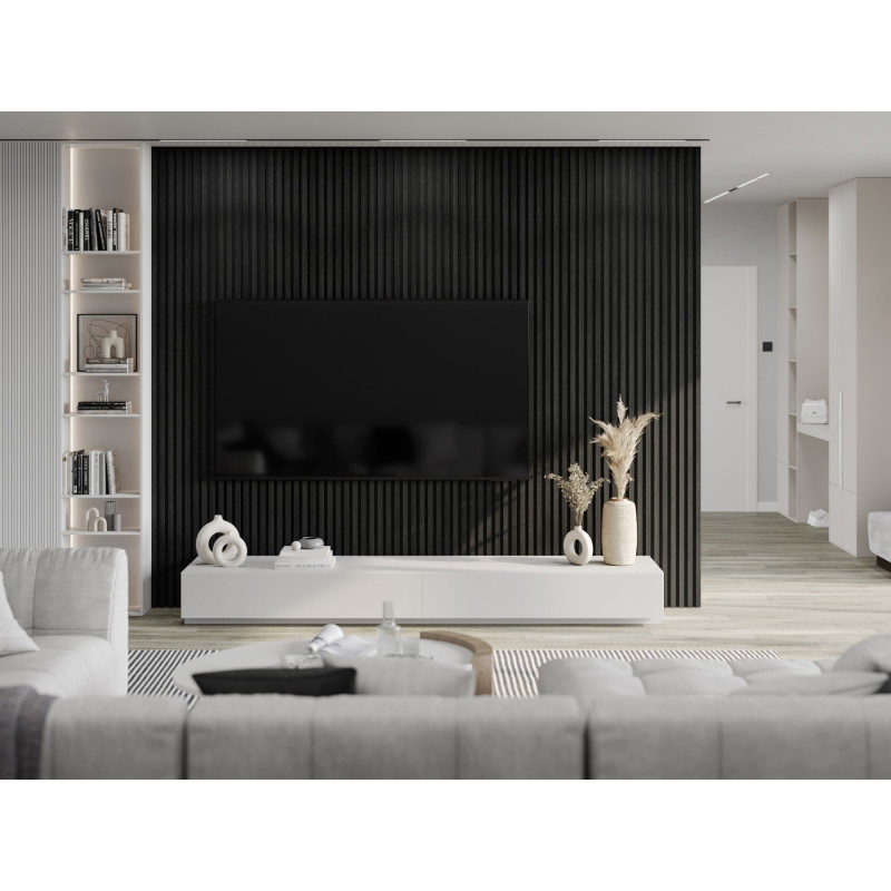 Mexen Lam-F lamelles murales acoustiques 275 x 30 cm, feutre 8 mm, placage technique, Chêne Noir Argenté