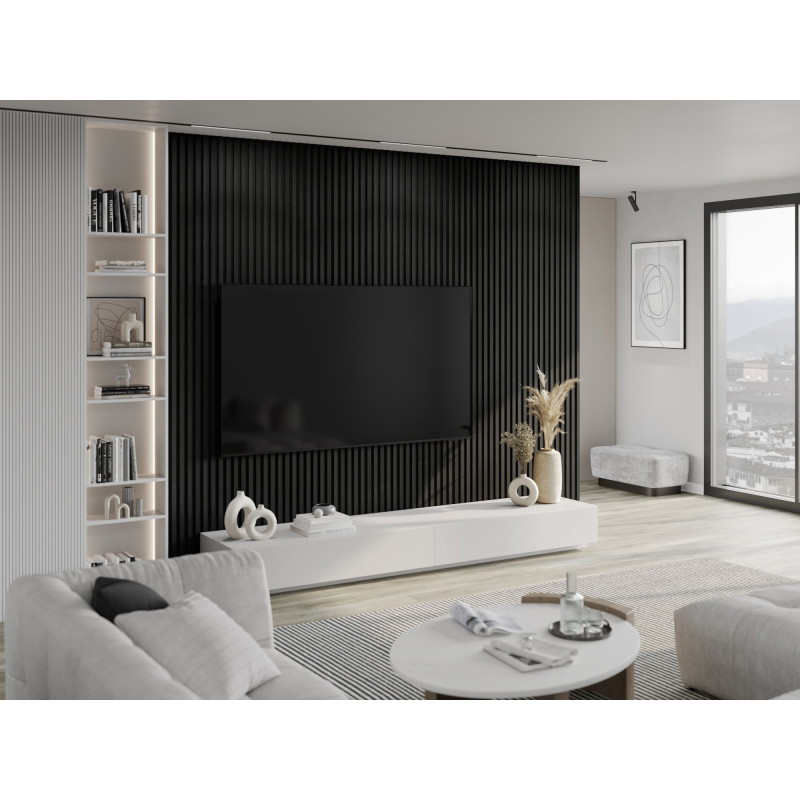 Mexen Lam-F lamelles murales acoustiques 275 x 30 cm, feutre 8 mm, placage technique, Chêne Noir Argenté