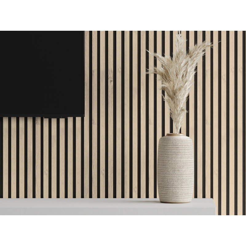 Mexen Lam-F lames murales acoustiques 275 x 31,5 cm, feutre 6 mm, Chêne Perlé - S105-275317-2812-058