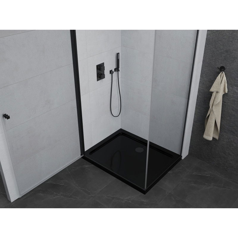 Mexen Pretoria cabine de douche pliante 100 x 120 cm, transparente, noire + receveur Flat, noir - 852-100-120-70-00-4070B