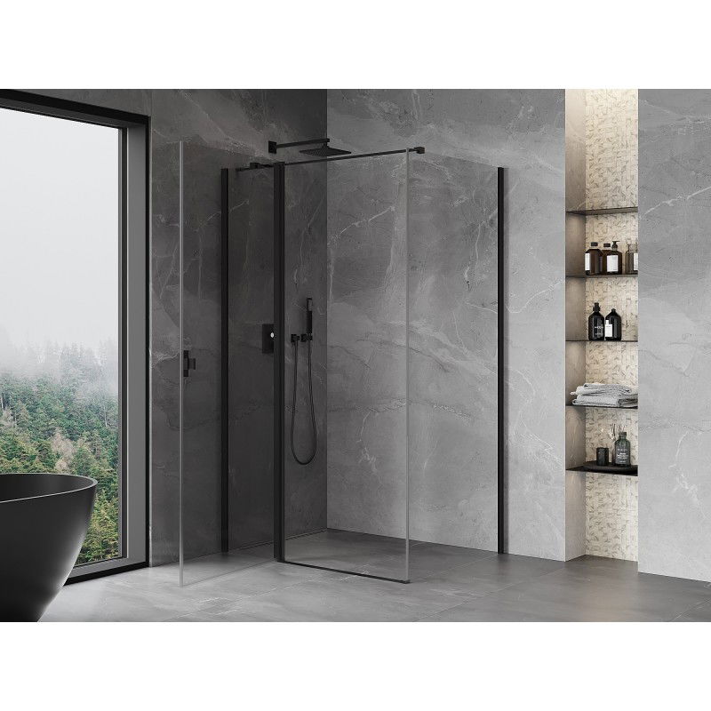 Mexen Mist T cabine de douche pivotante 80 x 85 cm, transparent, noire - 8A4T-080-085-70-00