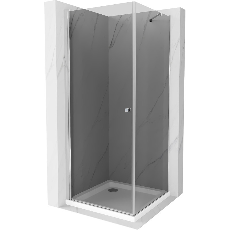 Mexen Pretoria cabine de douche rabattable 70 x 70 cm, graphite, chrome + receveur de douche plat - 852-070-070-01-40-4010