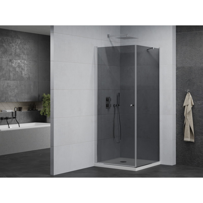 Mexen Pretoria cabine de douche rabattable 70 x 70 cm, graphite, chrome + receveur de douche plat - 852-070-070-01-40-4010