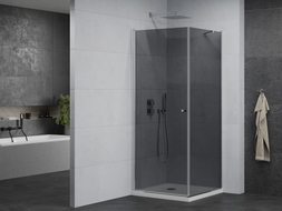 Mexen Pretoria cabine de douche rabattable 70 x 70 cm, graphite, chrome + receveur de douche plat - 852-070-070-01-40-4010