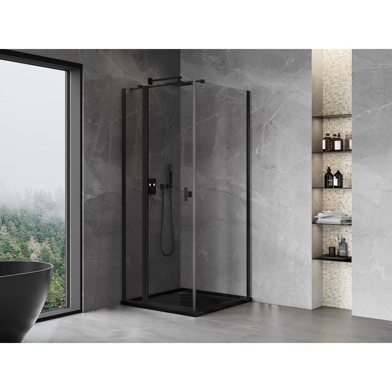 Mexen Mist T cabine de douche pivotante 95 x 95 cm, transparent, noir - 8A4T-095-095-70-00
