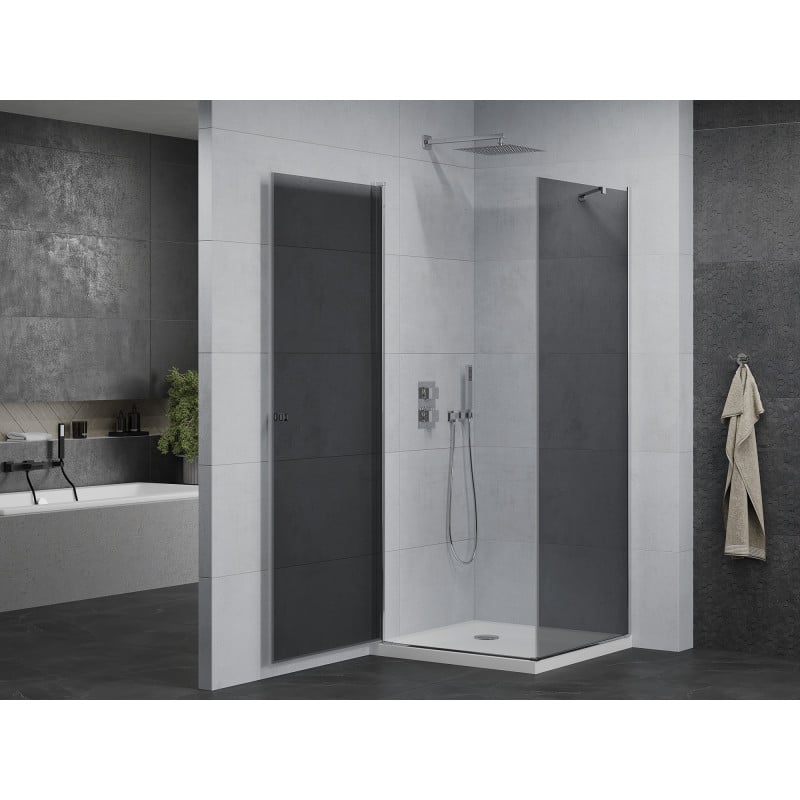 Mexen Pretoria cabine de douche pivotante 70 x 70 cm, graphite, chrome + receveur plat - 852-070-070-01-40-4010