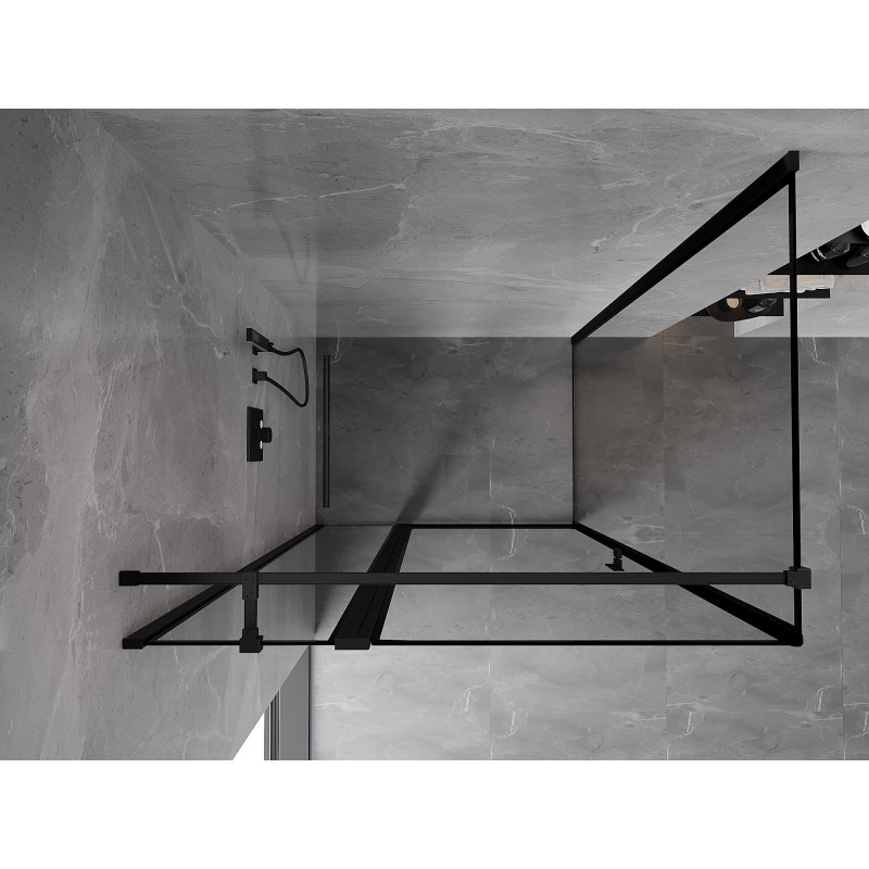 Mexen Mist T cabine de douche pivotante gauche 110 x 70 cm, cadre noir, noir - 8A4T-110-070-70-70-L