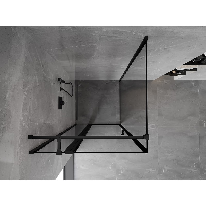 Mexen Mist T cabine de douche pivotante gauche 75 x 75 cm, cadre noir, noir - 8A4T-075-075-70-70-L