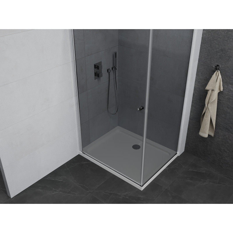 Mexen Pretoria cabine de douche pivotante 70 x 90 cm, graphite, chrome + receveur plat - 852-070-090-01-40-4010