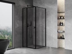 Mexen Mist T cabine de douche pivotante gauche 95 x 95 cm, cadre noir, noir - 8A4T-095-095-70-70-L