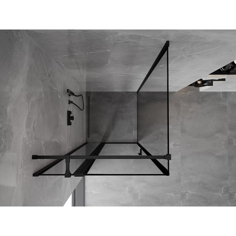 Mexen Mist T cabine de douche pivotante gauche 95 x 95 cm, cadre noir, noir - 8A4T-095-095-70-70-L