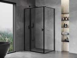 Mexen Mist T cabine de douche pivotante gauche 80 x 100 cm, cadre noir, noir - 8A4T-080-100-70-70-L