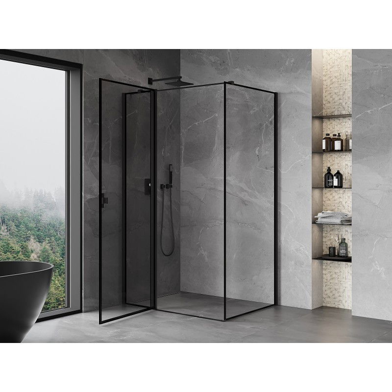 Mexen Mist T cabine de douche pivotante gauche 120 x 100 cm, cadre noir, noir - 8A4T-120-100-70-70-L