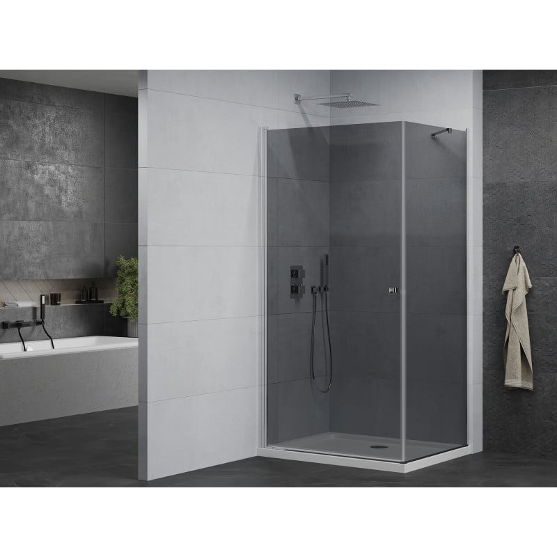 Mexen Pretoria cabine de douche pivotante 70 x 120 cm, graphite, chrome + receveur Flat - 852-070-120-01-40-4010