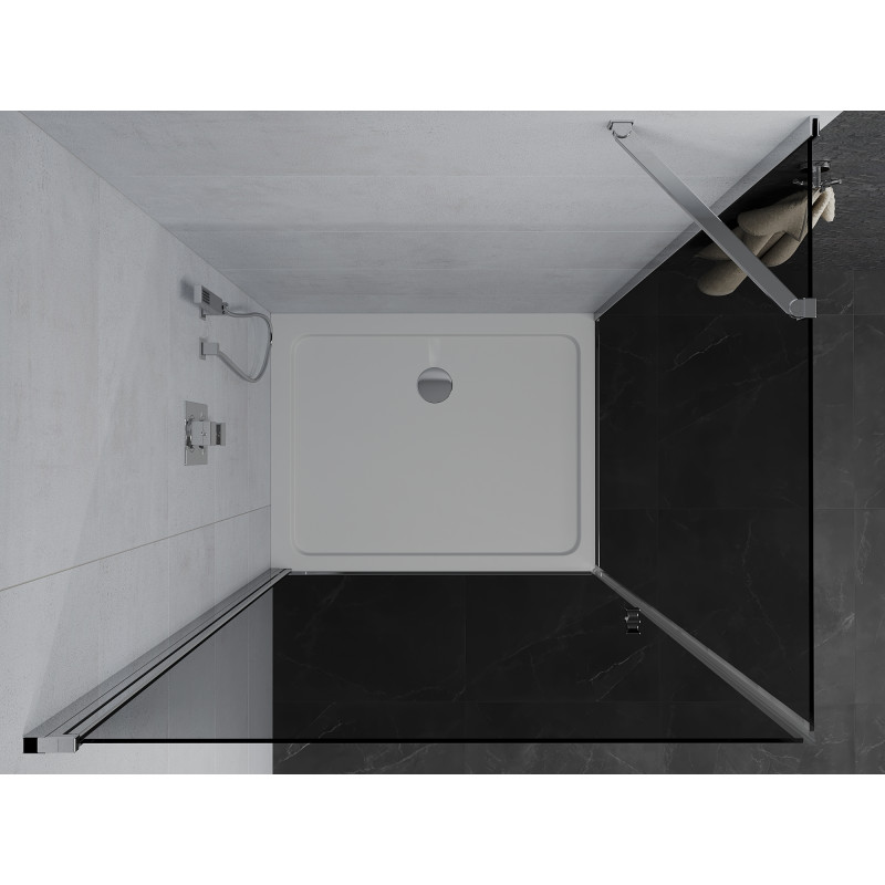 Mexen Pretoria cabine de douche pivotante 70 x 120 cm, graphite, chrome + receveur Flat - 852-070-120-01-40-4010