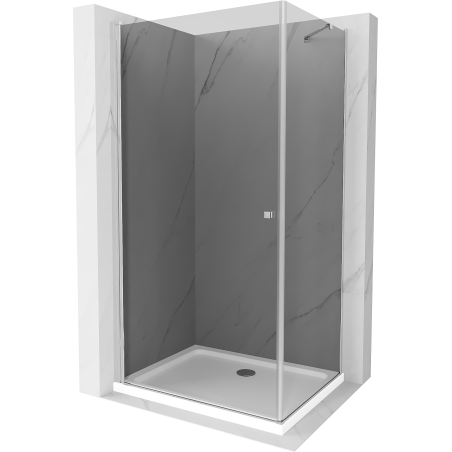 Mexen Pretoria cabine de douche battante 80 x 70 cm, graphite, chrome + bac à douche plat - 852-080-070-01-40-4010