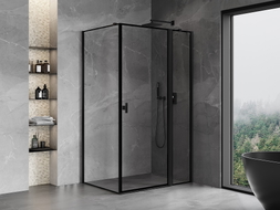 Mexen Mist T cabine de douche pivotante droite 120 x 70 cm, cadre noir, noir - 8A4T-120-070-70-70-P