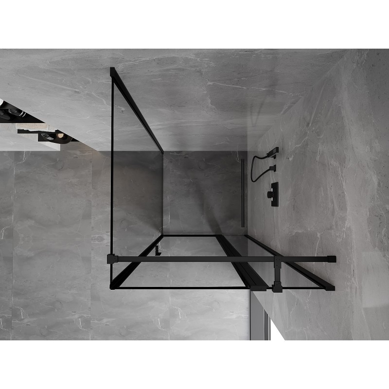 Mexen Mist T cabine de douche pivotante droite 90 x 90 cm, cadre noir, noir - 8A4T-090-090-70-70-P