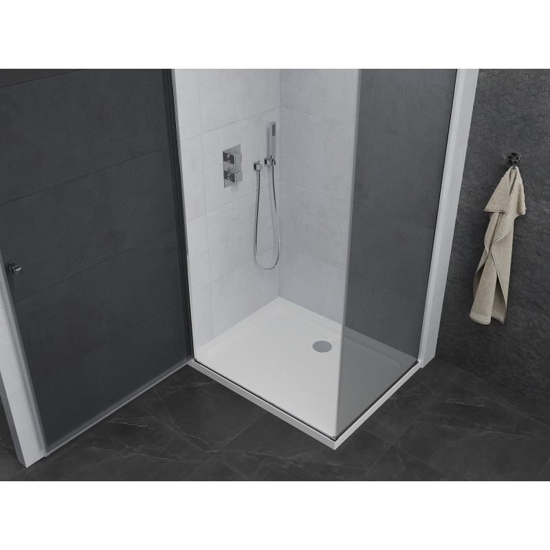 Mexen Pretoria cabine de douche pivotante 80 x 100 cm, graphite, chrome + receveur Flat - 852-080-100-01-40-4010