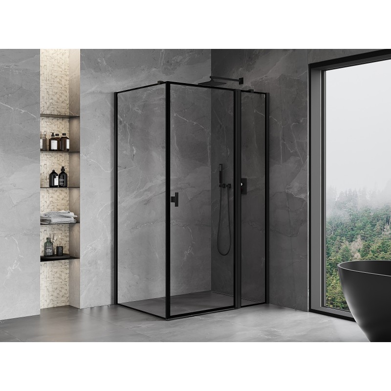 Mexen Mist T cabine de douche pivotante droite 105 x 90 cm, cadre noir, noir - 8A4T-105-090-70-70-P