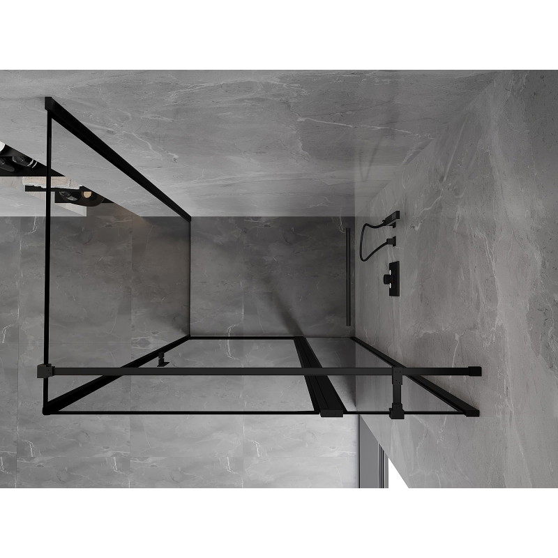 Mexen Mist T cabine de douche battante droite 95 x 90 cm, cadre noir, noire - 8A4T-095-090-70-70-P