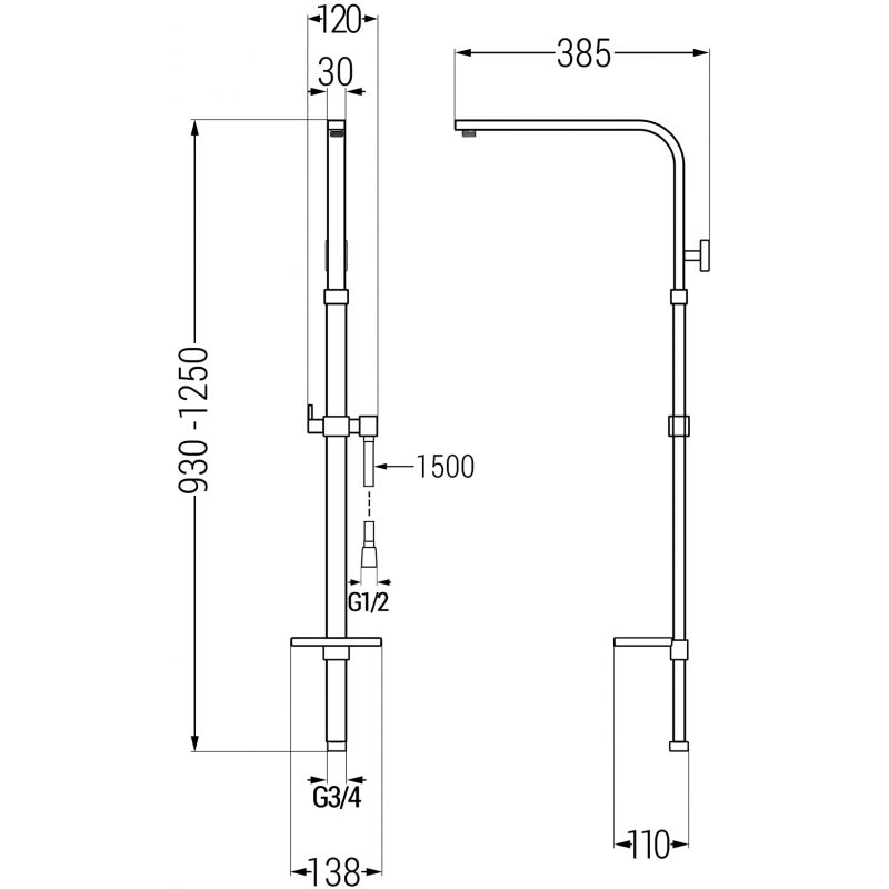 Mexen Q colonne de douche, graphite - 79395-66