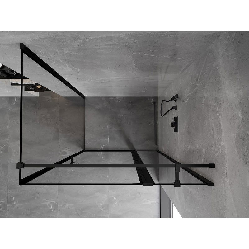 Mexen Mist T cabine de douche battante droite 110 x 100 cm, cadre noir - 8A4T-110-100-70-70-P