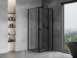Mexen Mist T cabine de douche pivotante droite 110 x 110 cm, cadre noir, noir - 8A4T-110-110-70-70-P