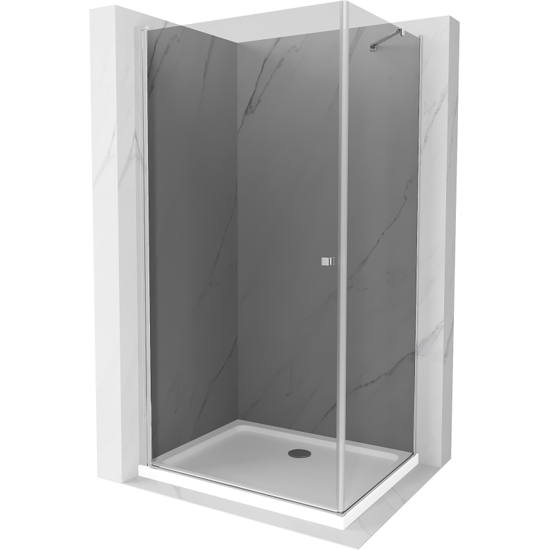 Mexen Pretoria cabine de douche pivotante 90 x 70 cm, graphite, chromé + receveur Flat - 852-090-070-01-40-4010