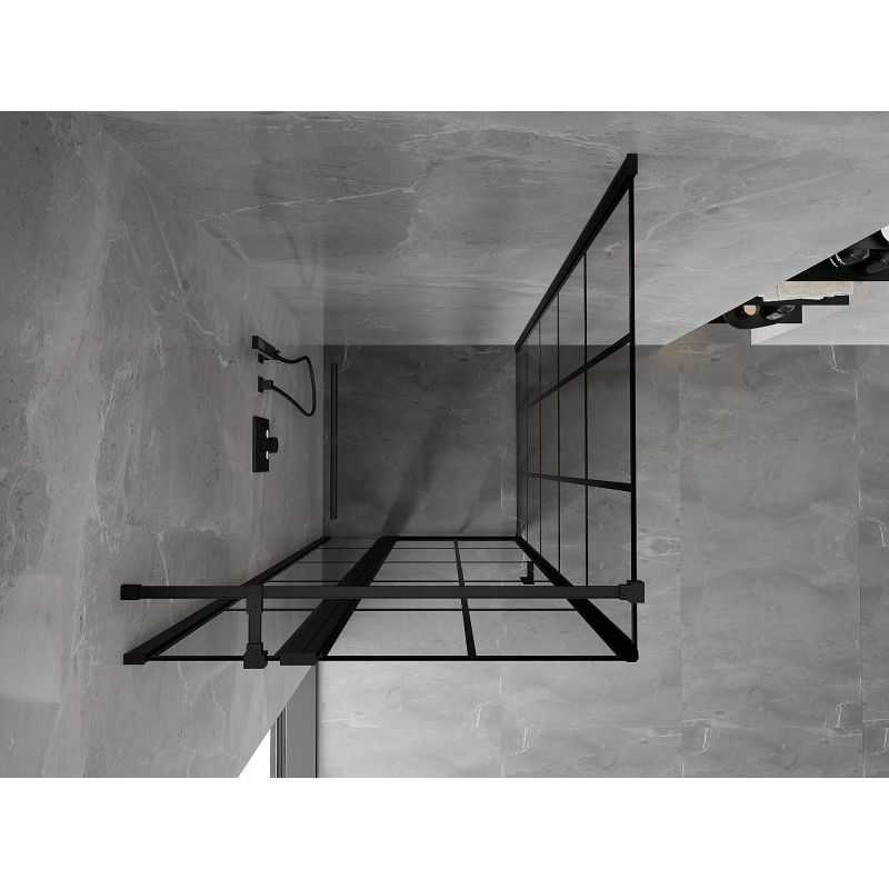 Mexen Mist T cabine de douche pivotante gauche 90 x 90 cm, grille noire, noir - 8A4T-090-090-70-77-L