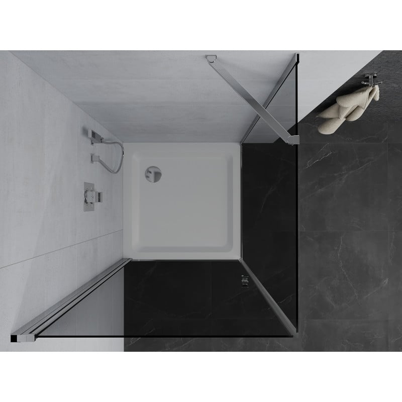 Mexen Pretoria cabine de douche pivotante 80 x 80 cm, graphite, chrome + receveur plat - 852-080-080-01-40-4010