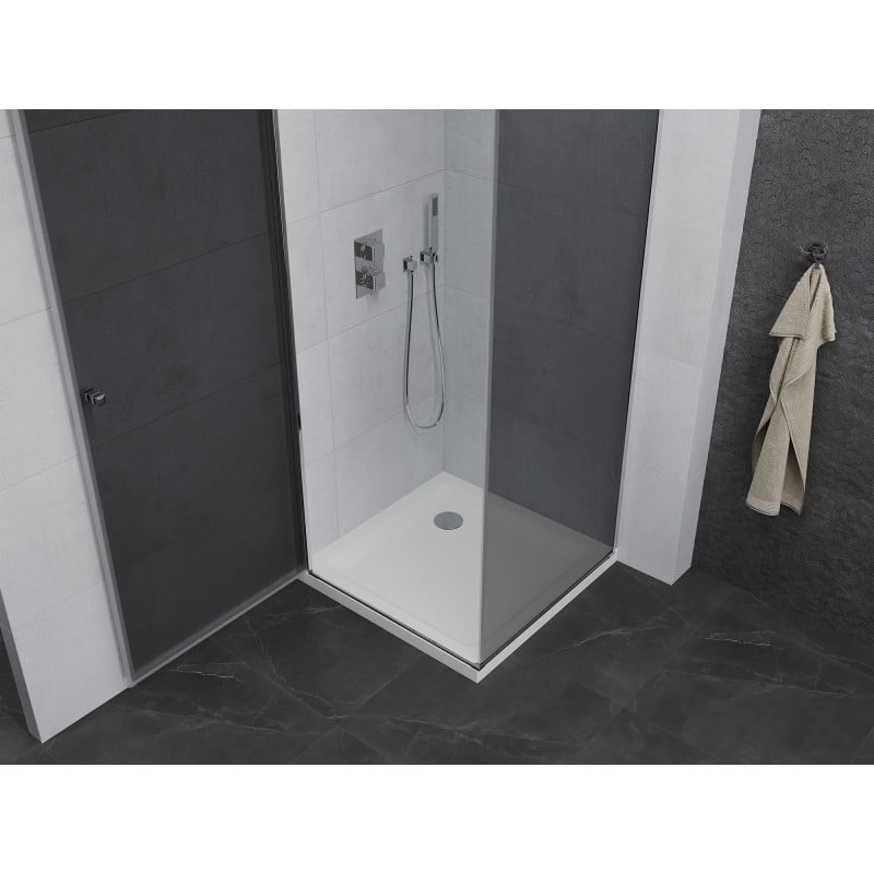 Mexen Pretoria cabine de douche pivotante 80 x 80 cm, graphite, chrome + receveur plat - 852-080-080-01-40-4010
