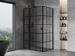 Mexen Mist T cabine de douche pivotante gauche 120 x 90 cm, grille noire, noir - 8A4T-120-090-70-77-L