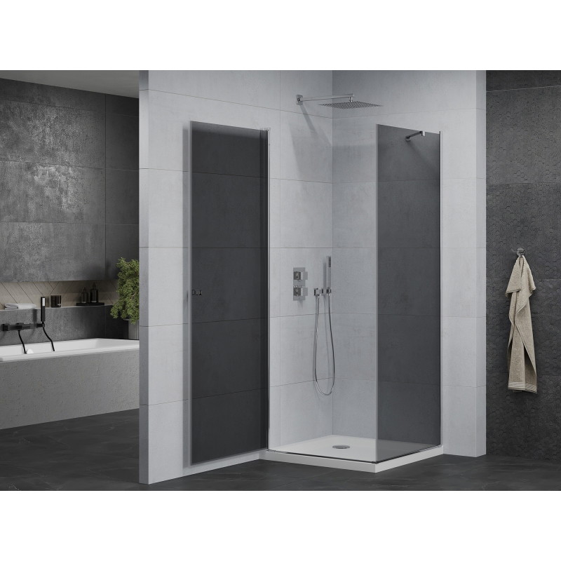 Mexen Pretoria cabine de douche pivotante 80 x 80 cm, graphite, chrome + receveur Flat - 852-080-080-01-40-4010