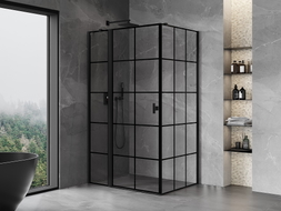 Mexen Mist T cabine de douche pivotante gauche 75 x 110 cm, grille noire, noire - 8A4T-075-110-70-77-L