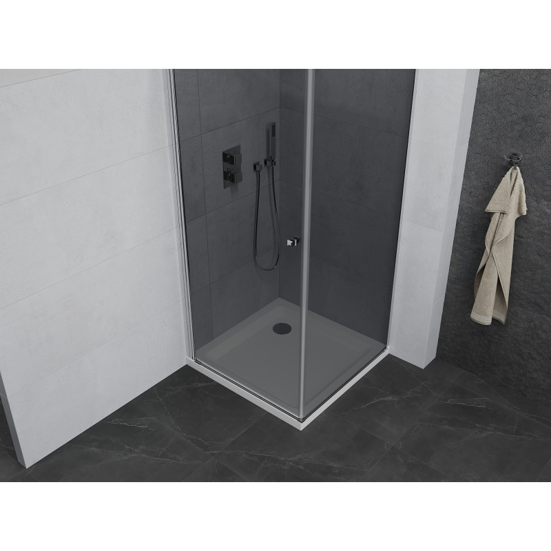 Mexen Pretoria cabine de douche pivotante 90 x 90 cm, graphite, chrome + receveur plat - 852-090-090-01-40-4010