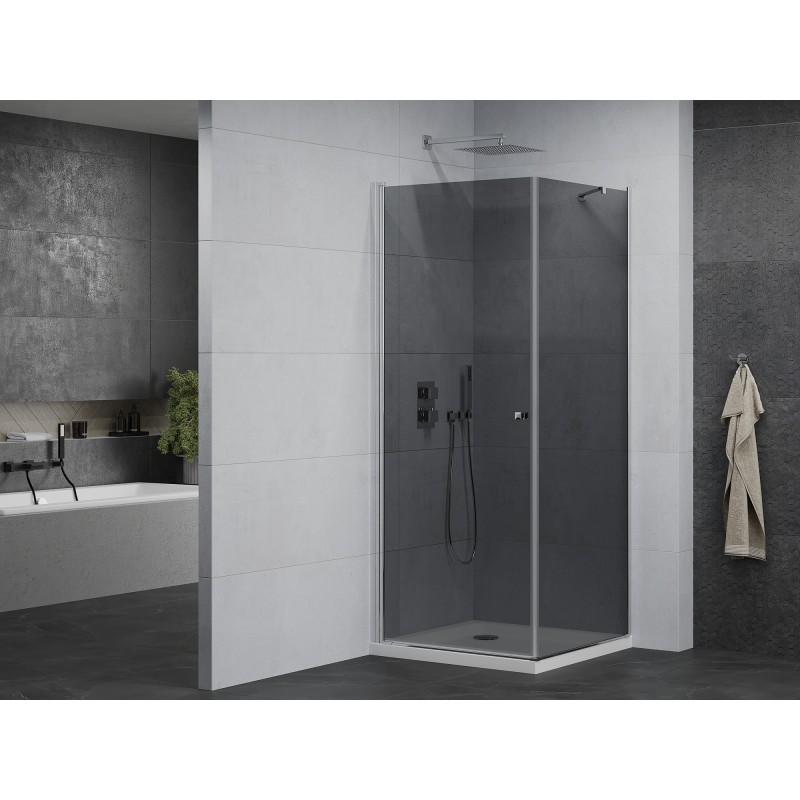 Mexen Pretoria cabine de douche pivotante 90 x 90 cm, graphite, chrome + receveur plat - 852-090-090-01-40-4010
