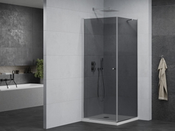 Mexen Pretoria cabine de douche pivotante 90 x 90 cm, graphite, chrome + receveur plat - 852-090-090-01-40-4010