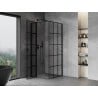 Enceinte de Douche Mexen Mist T Pivotante Gauche 120 x 120 cm, Grille Noire, Noire - 8A4T-120-120-70-77-L