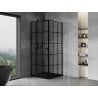 Enceinte de Douche Mexen Mist T Pivotante Gauche 120 x 120 cm, Grille Noire, Noire - 8A4T-120-120-70-77-L