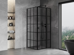 Mexen Mist T cabine de douche pivotante droite 70 x 70 cm, grille noire, noir - 8A4T-070-070-70-77-P