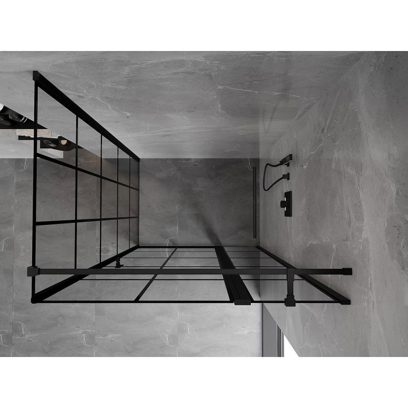 Mexen Mist T cabine de douche battante droite 70 x 85 cm, grille noire, noir - 8A4T-070-085-70-77-P