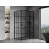 Mexen Mist T cabine de douche pivotante droite 110 x 85 cm, grille noire, noir - 8A4T-110-085-70-77-P