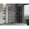 Mexen Mist T cabine de douche pivotante droite 85 x 90 cm, grille noire, noir - 8A4T-085-090-70-77-P