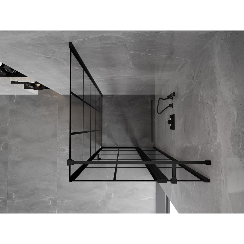 Mexen Mist T cabine de douche pivotante droite 95 x 95 cm, grille noire, noir - 8A4T-095-095-70-77-P